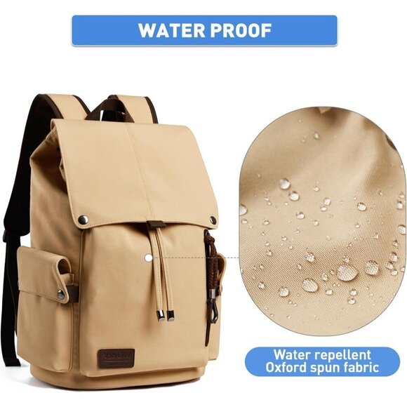 ✨ Brown Backpack Laptop compartment Water Resistant Casual Backpack Travel Bag - Picture 5 of 6